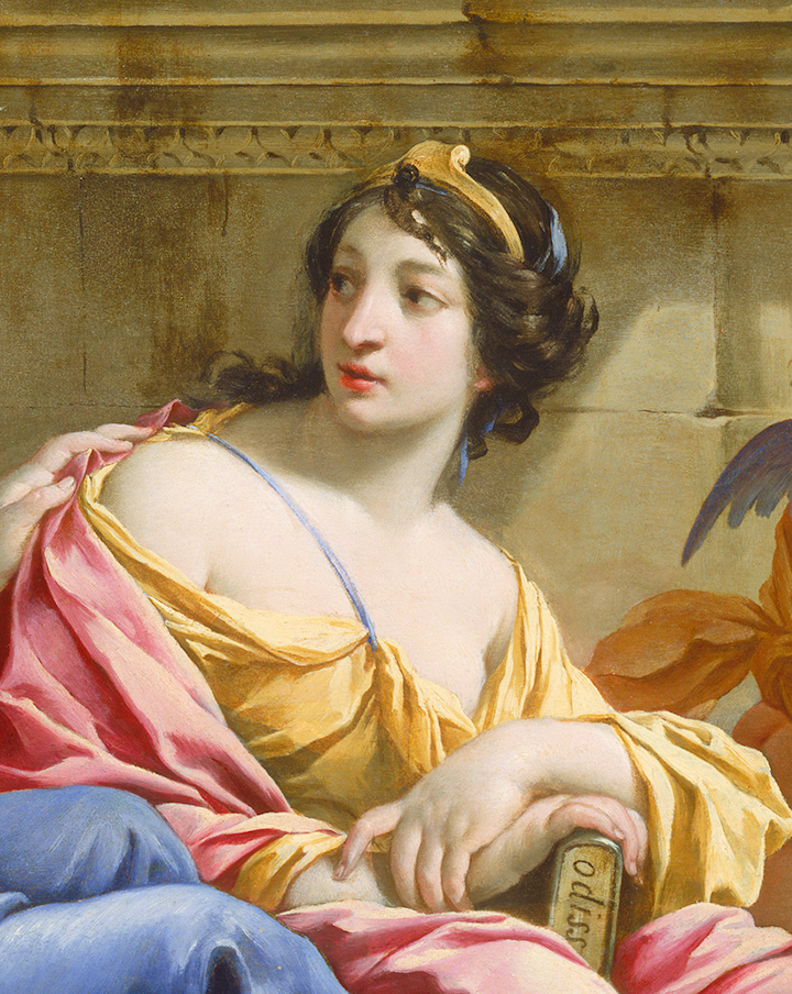 Detail of painting The Muses Urania and Calliope by Simon Vouet.