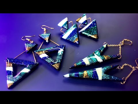 Polymer Clay and Great Glitters from Arteza. Sparkle Triangle Earrings Tutorial.