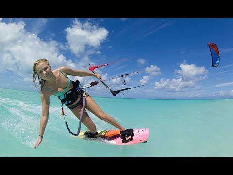 Extreme Kitesurfing Jumps in Tahiti island