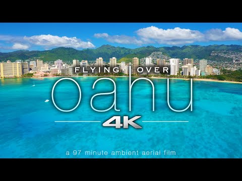 FLYING OVER OAHU [4K] Hawaii Ambient Aerial Film