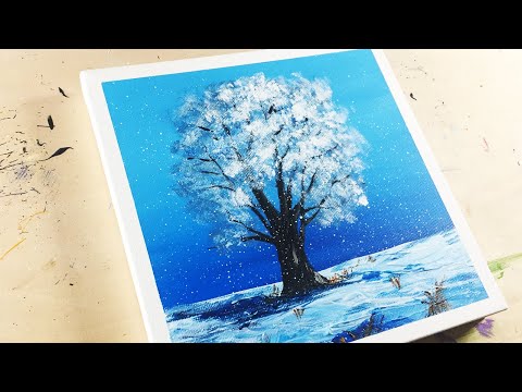 How to Paint Trees Using Acrylic Paint Winter Scene