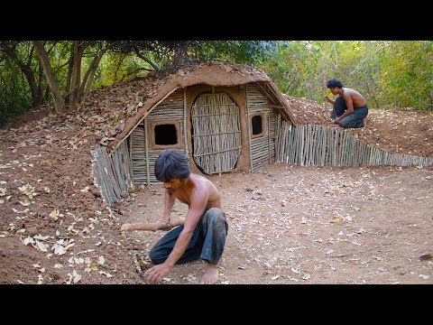 Build House underground Using wood | Primitive technology , Building Skill