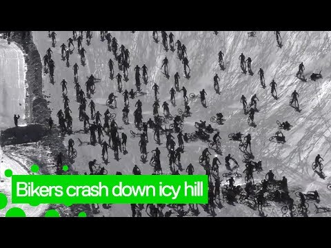Bikers Slide Down Mountain of Hell!