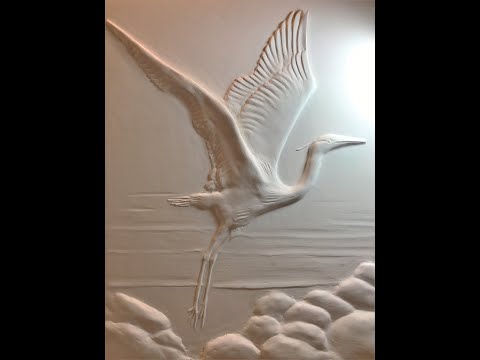 Bas Relief Heron on Drywall
