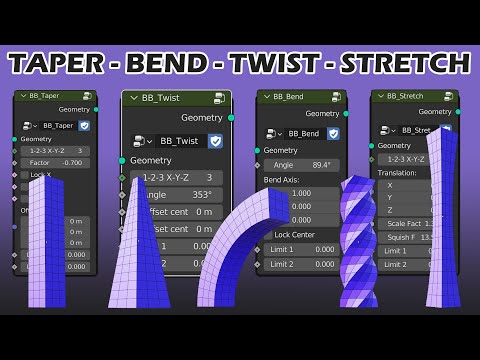 Taper - Bend - Twist - Stretch with Geometry Nodes in Blender 3.1