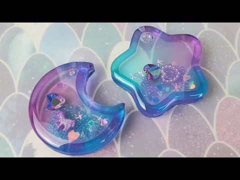 Translucent Blue and Purple Resin Shaker Charms