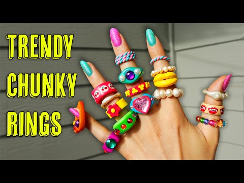 DIY Trendy Chunky Rings 2021 from Polymer clay!