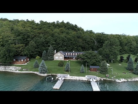 4K Aerial View of Treasure Island, Manitoulin, Ont. Canada