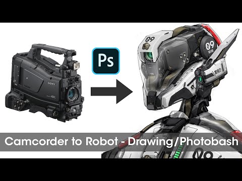 Camcorder to Robot - Drawing/Photobash Timelapse