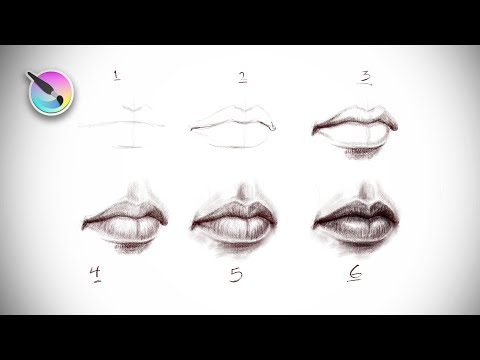 How to draw lips in Krita, step by step. digital drawing