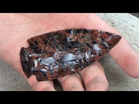 Making a Knapped Stone Spear Head From Mahogany Obsidian