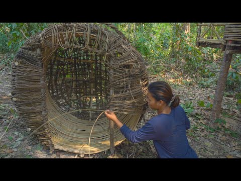 Build Bird Nest Home Shelter, Girl Living Off The Grid