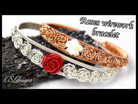 Graduated roses wirework bracelet