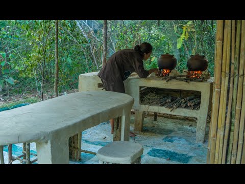 Build Primitive Kitchen for My Bamboo Villa, Live off Grid