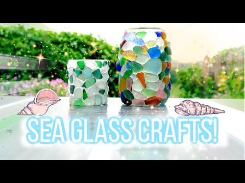 We make colourful sea glass candle jars with our finds!