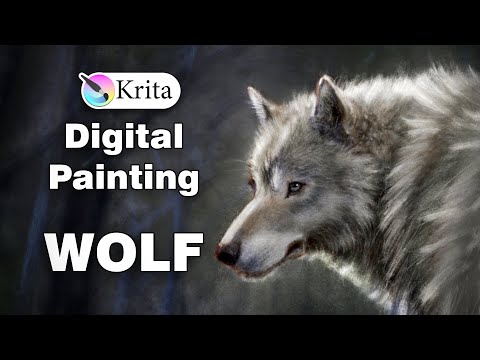 digital painting. a wolf in krita. speedpaint