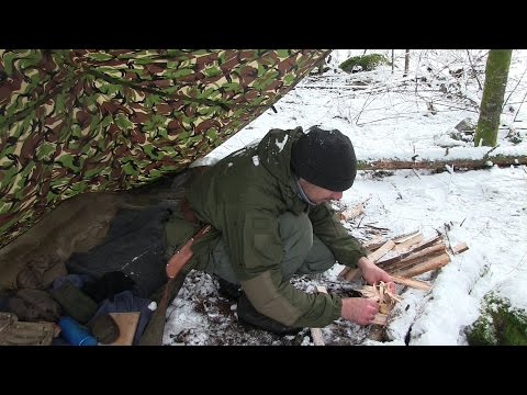 雪の中でのキャンプ 料理を調理する 肉、麺、きのこソース [森林浴] (Camping in the snow Cooking food Meat, noodles, mushroom sauce [Forest Clense])