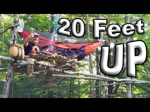 Bear Safe Hammocking 20 feet High Up A Tree Solo Overnight Camping (87 Days Ep. 32)