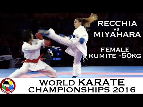 Female Kumite, RECCHIA (FRA) vs MIYAHARA (JPN)
