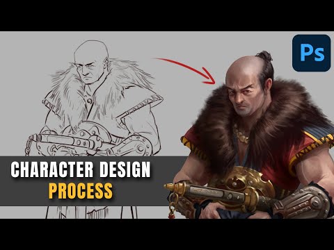 Old Samurai Character Design Process - From Sketch to Finished Character Painting