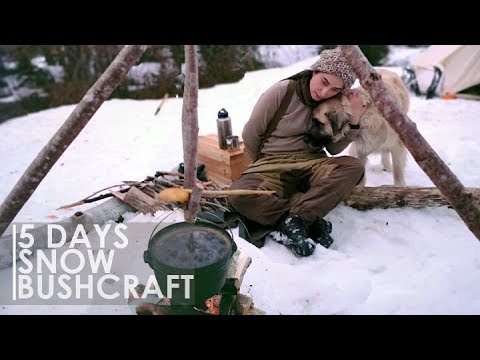 5 days bushcraft overnight - canvas tent survival bow bread cooking russian печь [full documentary]